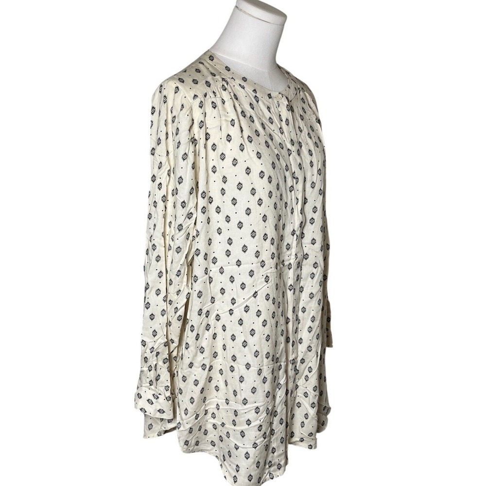 Boho Geometric Rayon Button‎ Front Tunic Top Lucky Brand Women 1X Festival